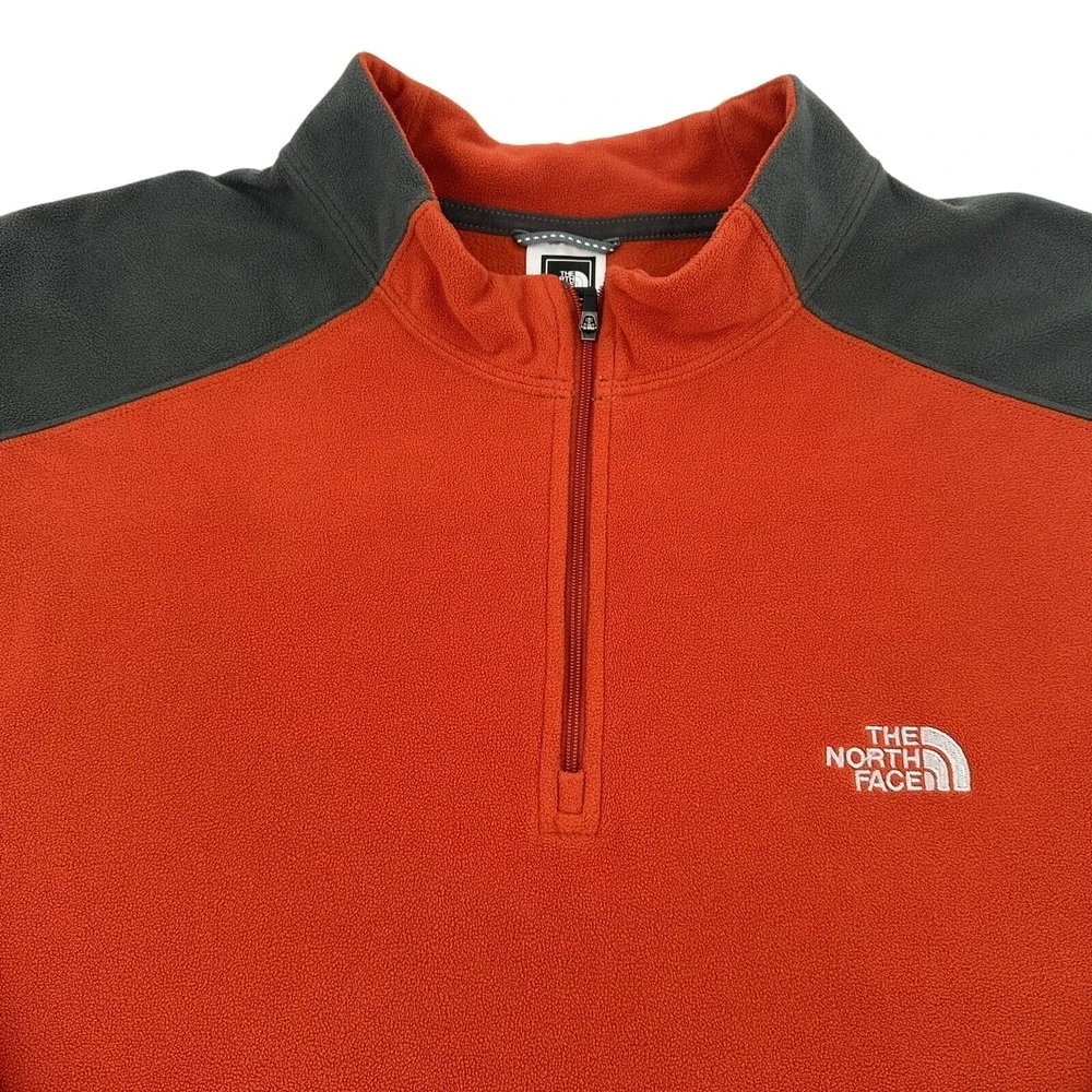 The North Face TKA 100 Fleece Pullover  Red Grey Quarter Zip Jacket Mens XXL